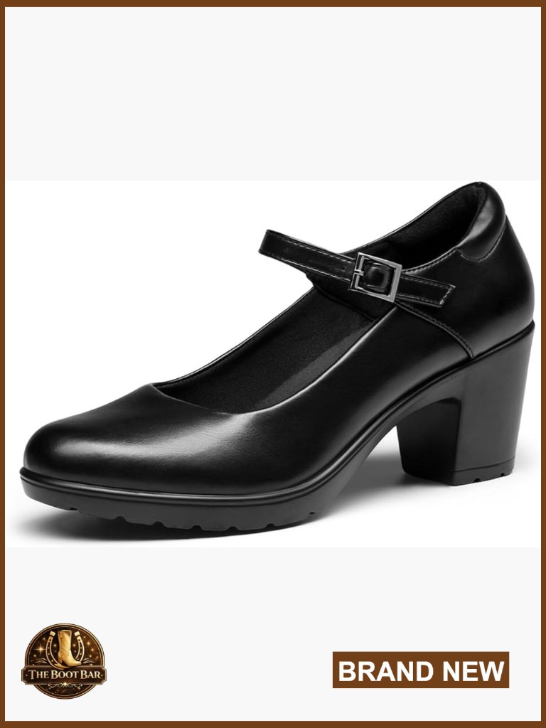 Low Block Heel Mary Jane Pumps Round Toe Dress Work Shoes Comfortable Pumps